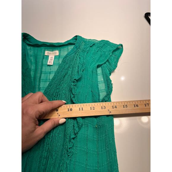 Anthropologie Meadow Rue Women's Green Button Down Mini Dress Size 4 - Picture 8 of 10